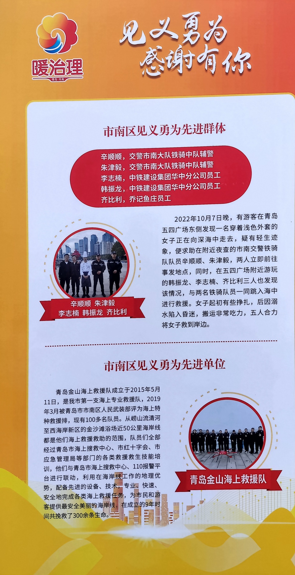 群英荟萃,守护最美海岸线,市南区见义勇为志愿服务队成立,"英雄队长""